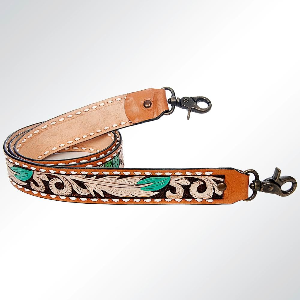 American Darling Hand Tooled Genuine Leather Crossbody Handle Strap for Bags Phone Wallet Purse Clutch
