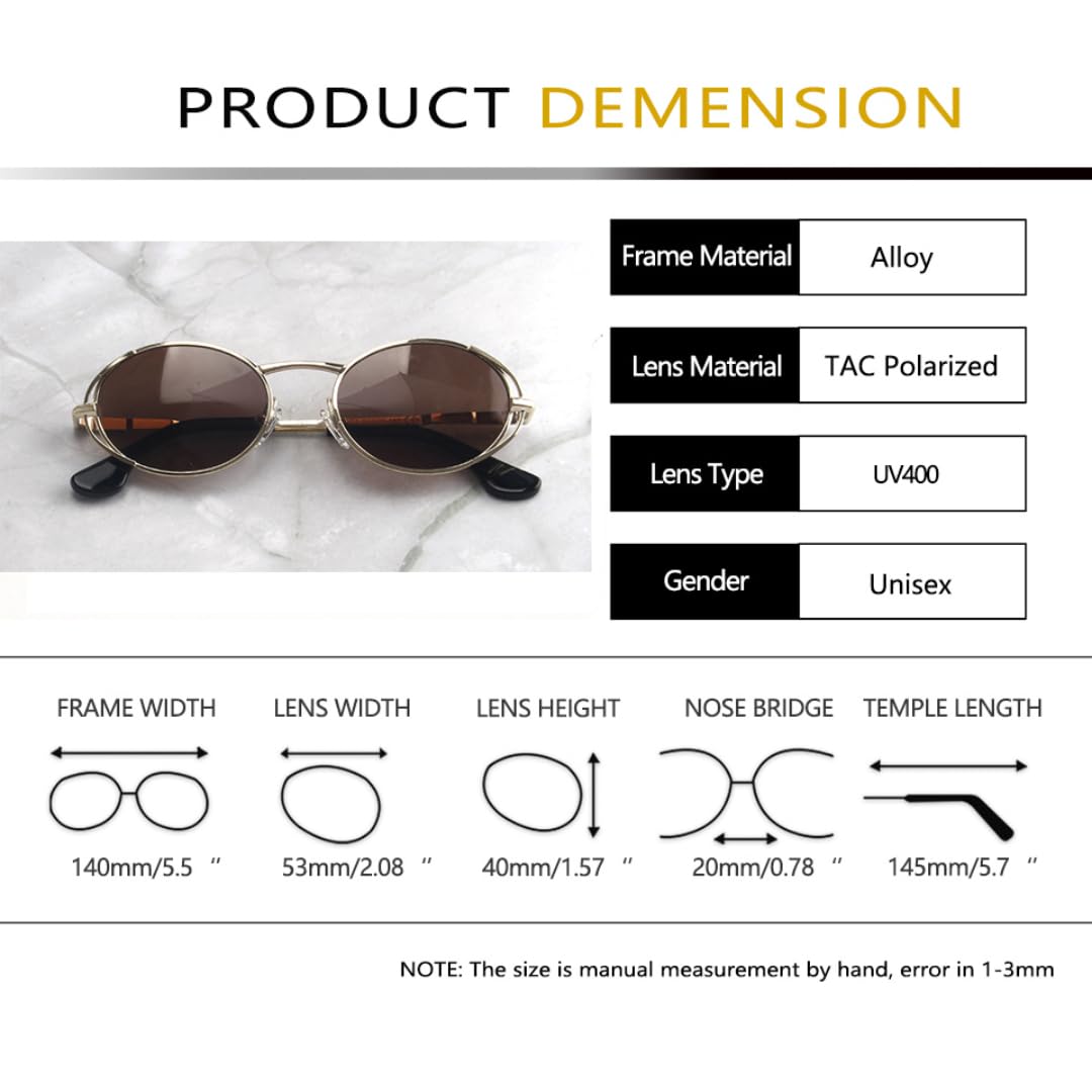 Lunettes de soleil ovales de luxe pour femmes et hommes, polarisées, style vintage punk