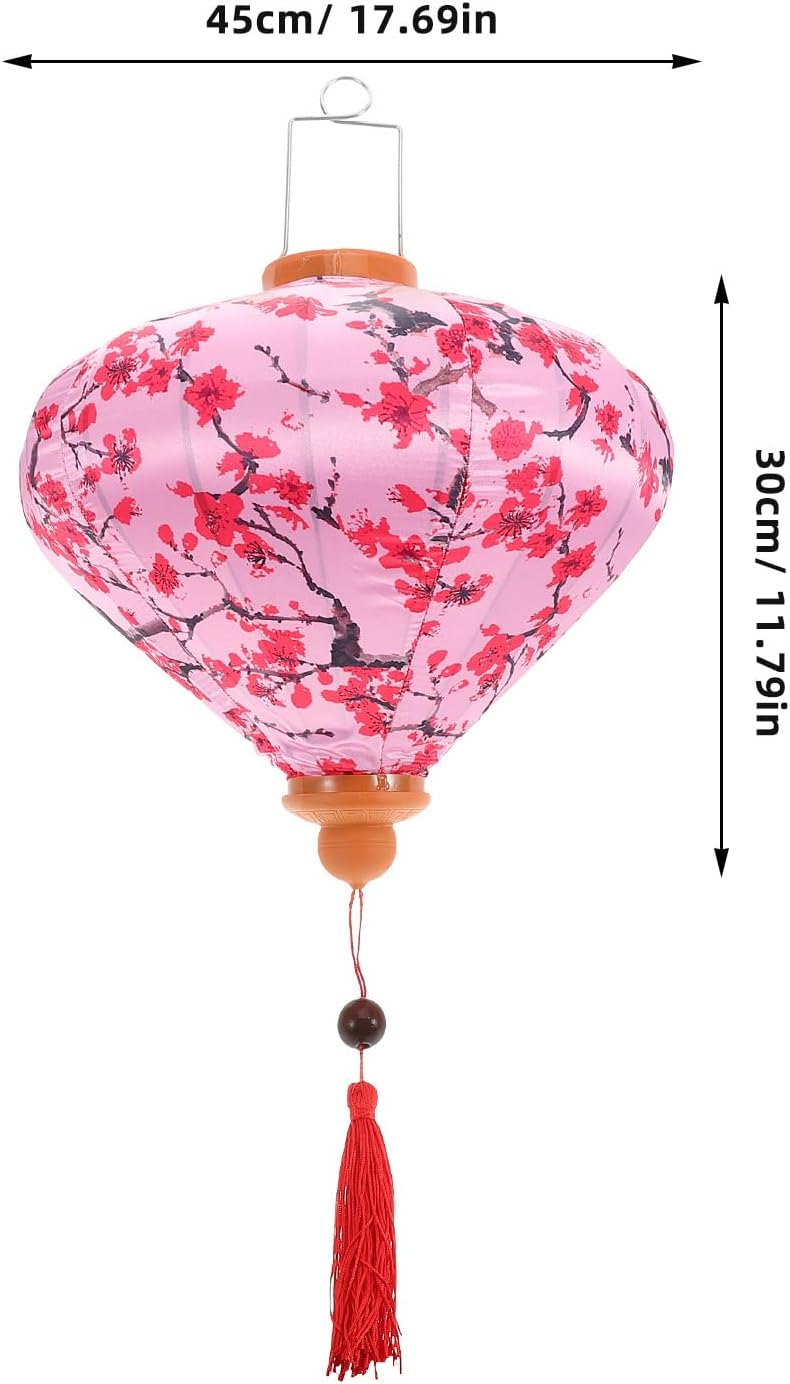 Waterproof Satin Lantern Antique Style Decorative Hanging Lantern with Tassels for Outdoor Garden Party Festival Decoration