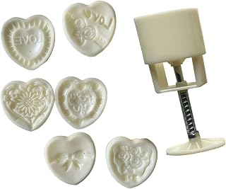 XuQiZZpp Moldes de galletas con forma de corazón y 6 sellos, para festivales de otoño y bodas, fácil de usar