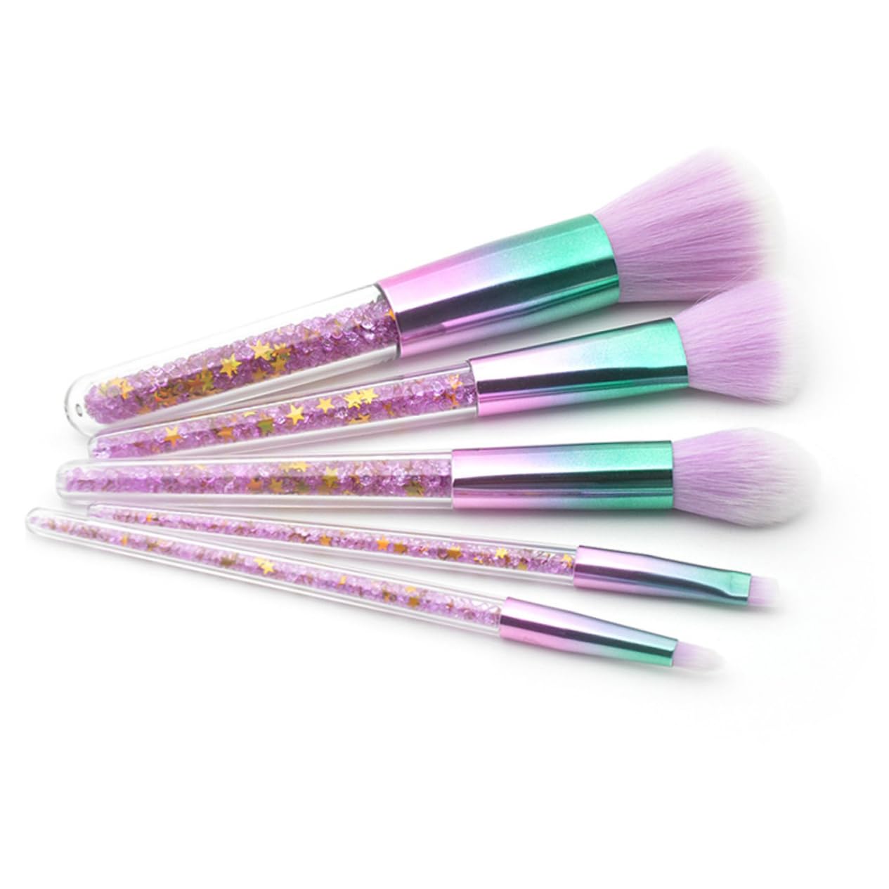 Healeved 15piezas Kit De Pinceles De Maquillaje Profesional Para Mujeres Brochas Para Base Líquida Polvo y Cejas Accesorios De Cosmética Mango Transparente y Cerdas Suaves