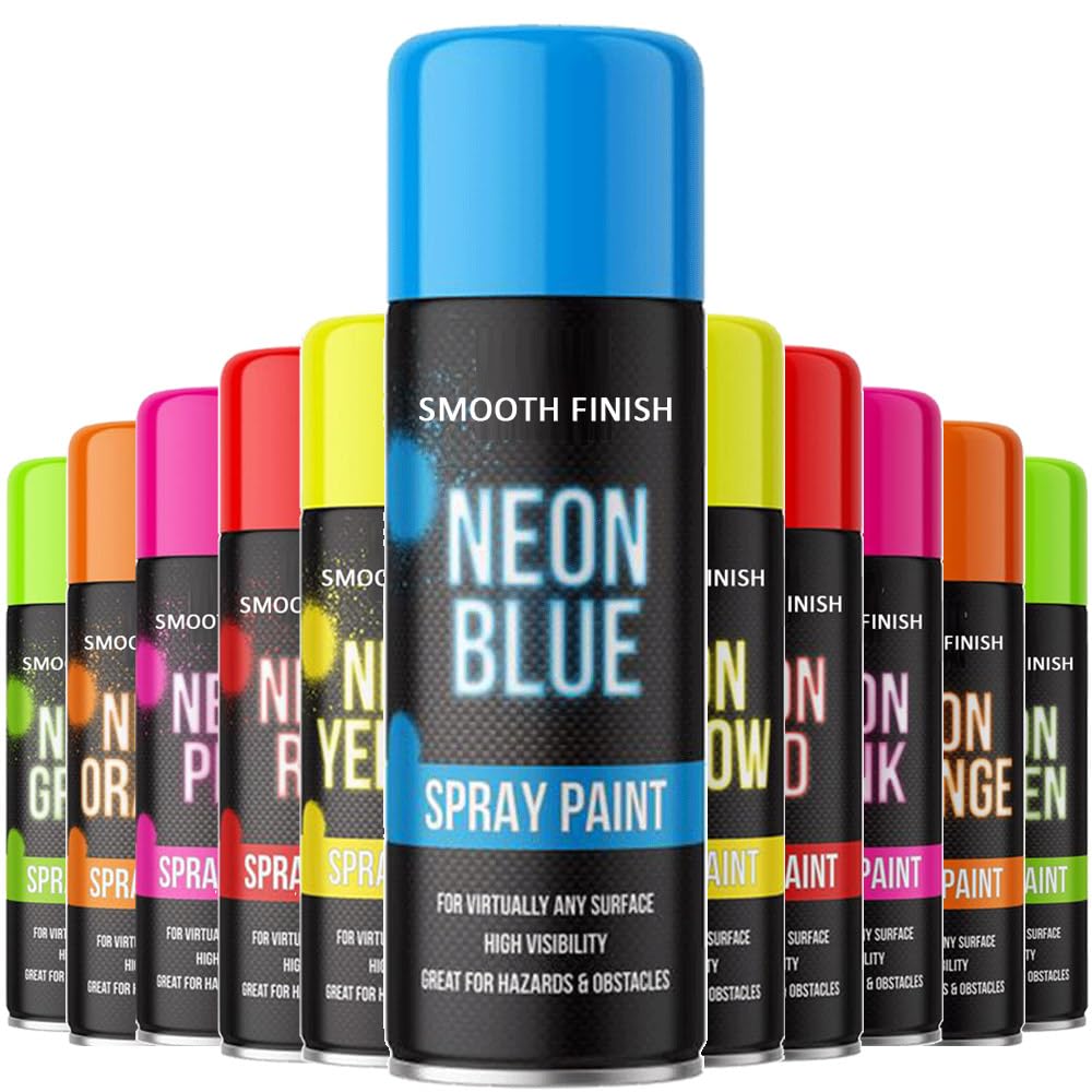 Alezyb Blue - 1 X Neon Spray Paint 400Ml 151 Fluorescent Bright Aerosol Extra Bright Graffiti (Banksey) Paint Assorted Colour
