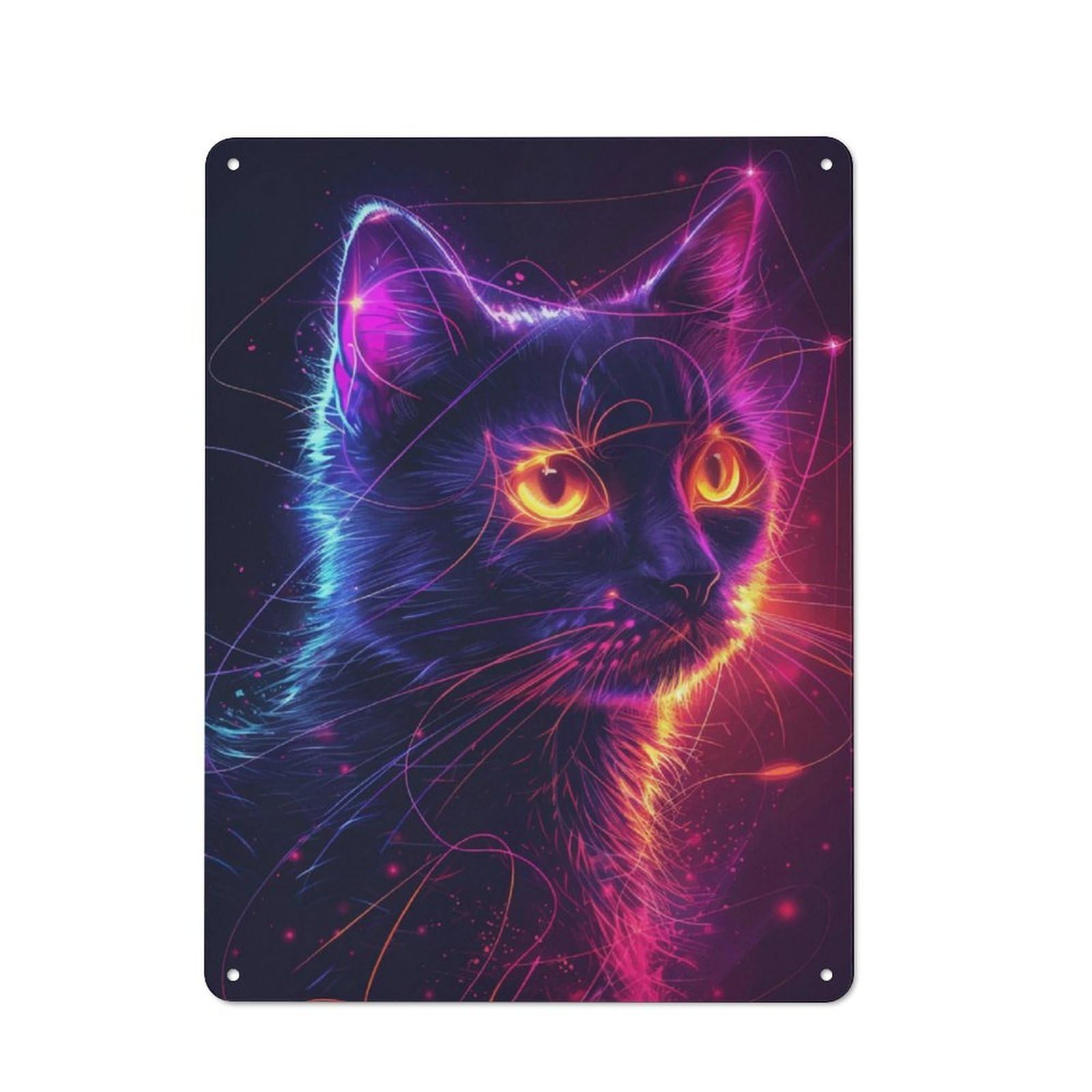 Junmoney Cat Neon Animal Metal Wall Sign 40X30cm Featuring For Bar Or Restaurant, For Restaurant Interior Fans