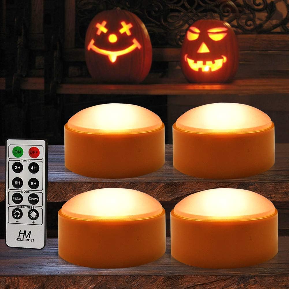 HOME MOST 2-Pack Large Halloween Pumpkin Lights with Remote and Timer - White Pumpkin Lights Battery Operated Halloween Decor - Bright Jack-O-Lantern LED Lights Halloween Lighted Tabletop Decorations : Tools & Home Improvement