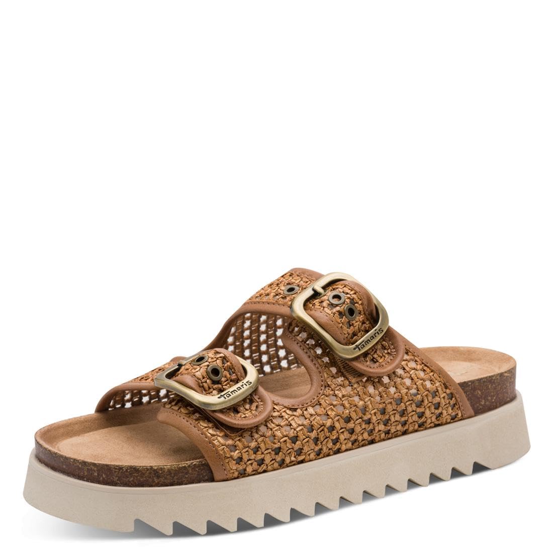 Tamaris Women Footbed Slide with Cone heel brown 3.5 UK