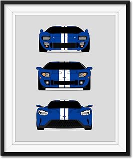 Ford GT Generation Inspired Poster Print Wall Art of the History and Evolution of the Ford GT40 (Unframed)