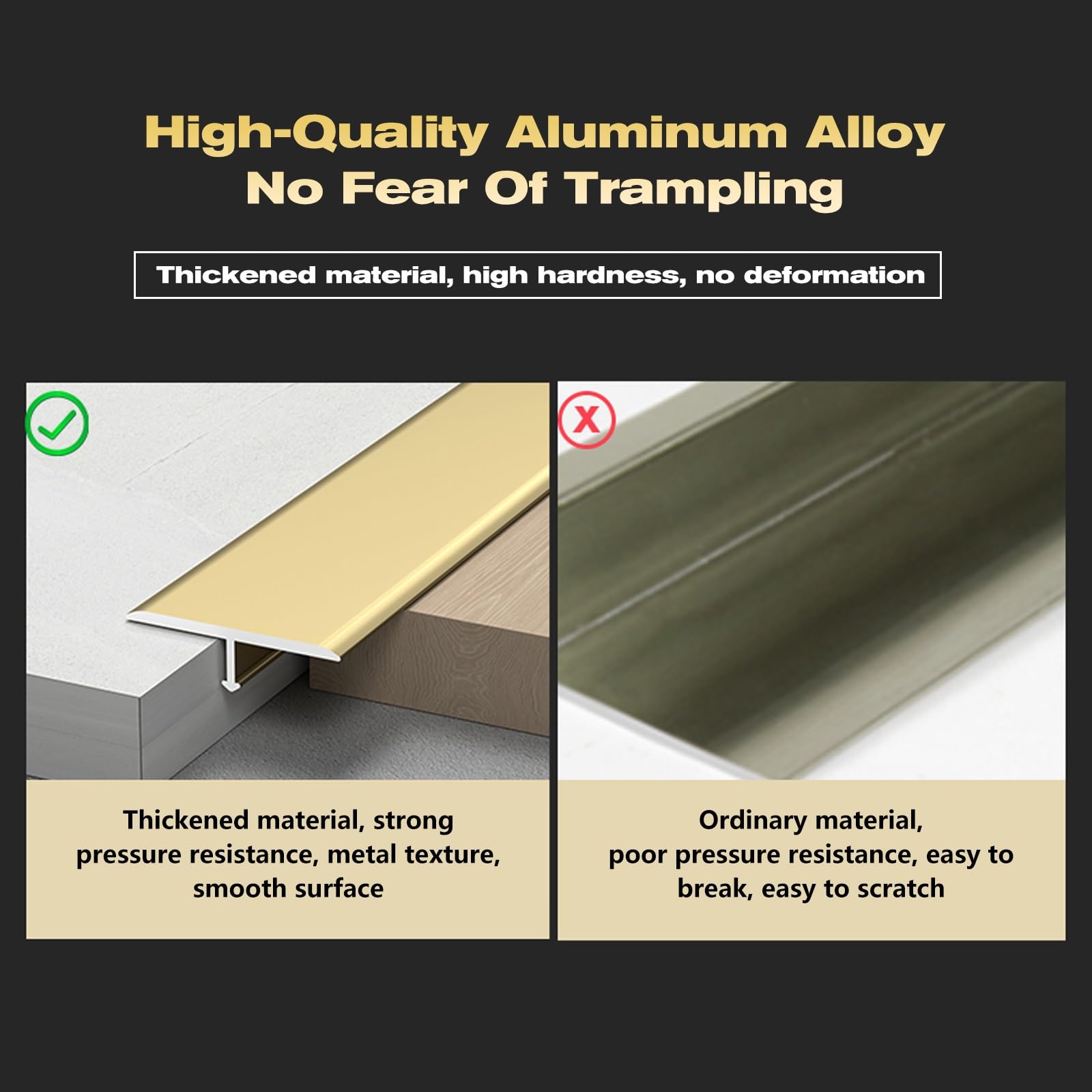 Aluminiowa listwa przejściowa do podłogi – osłona szczeliny T-Molding, przycięta listwa ścienna do bezszwowych rozwiązań podłogowych