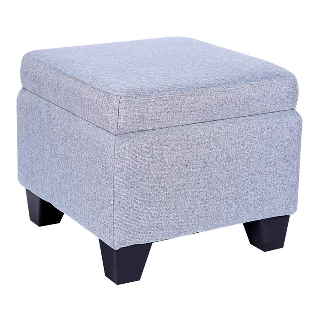 Tabouret de rangement salon polyvalent avec boîte coffre et assise en tissu