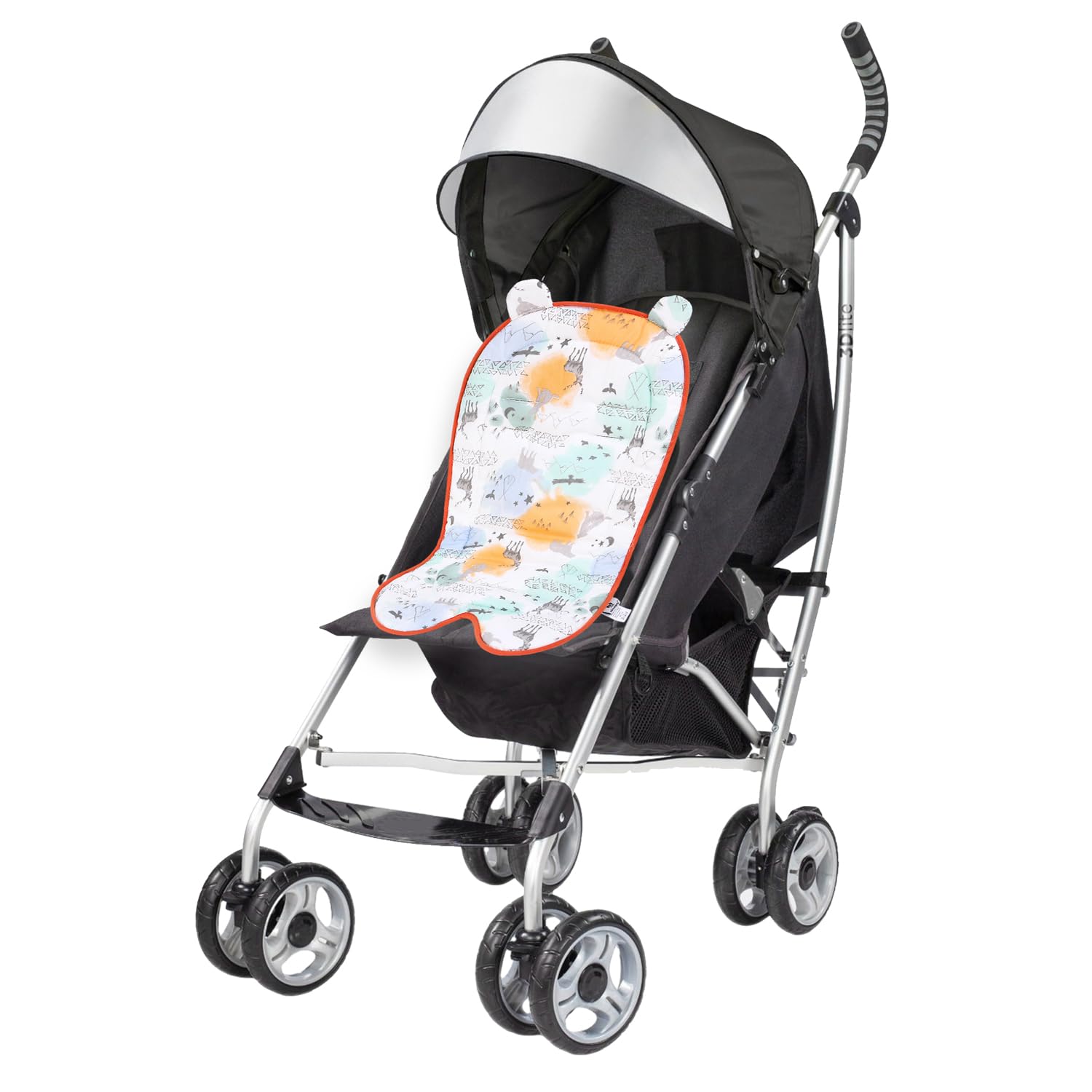 Baby Sitzeinlage, 34x62 cm Baby Sitzauflage für kleine Kinderwagen Weiche Atmungsaktiv Autositz Kinderwagenauflage für Babyschale (Graffiti-Tiere)
