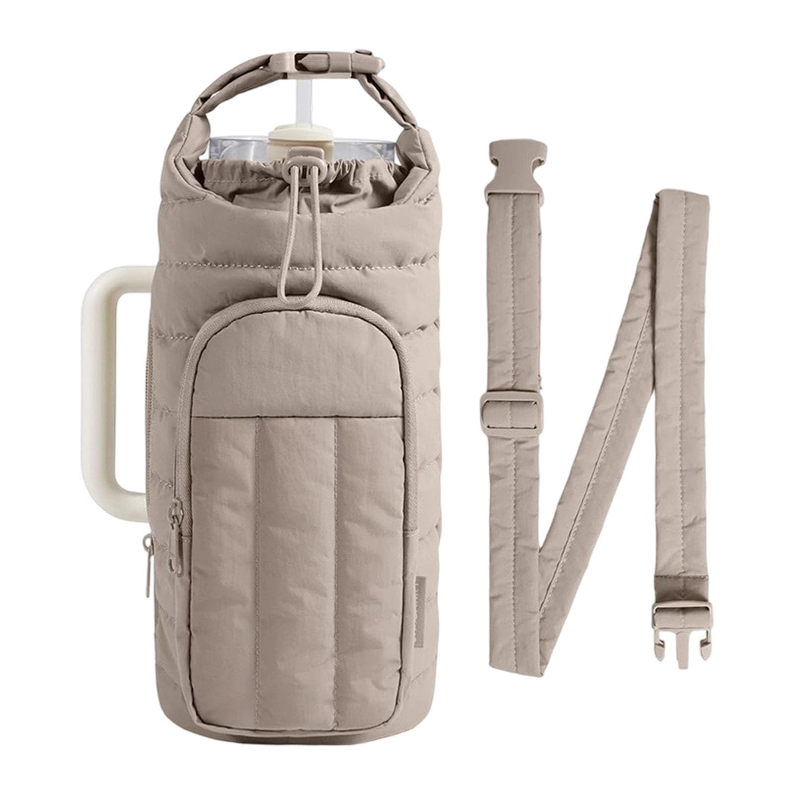 Hsioluted Outdoors Sports Insulated Water Bottle Crossbody Bag Large Capacity Sturdy Fabric Carriers for Hiking Travel Thermal Cup Holders Water Bottle Carrier Bag