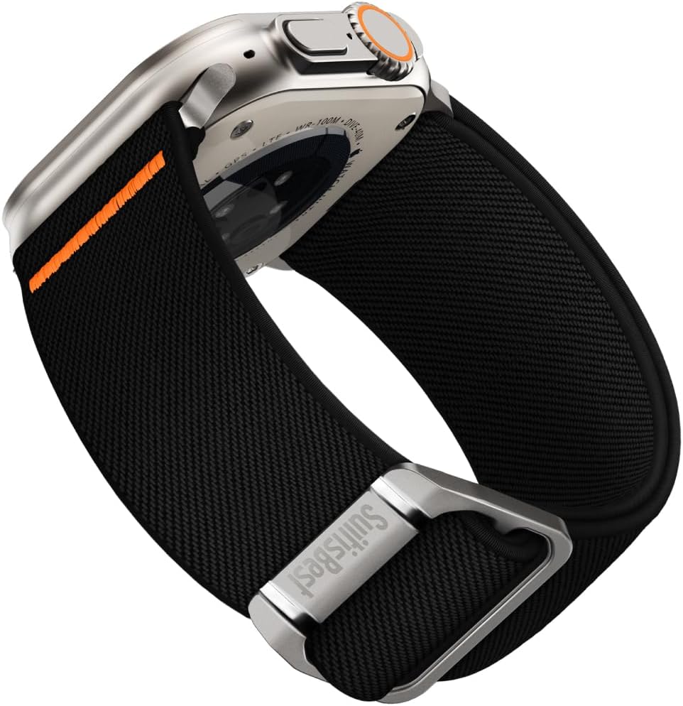 Suitisbest Sport Band for Apple Watch Ultra 2/Apple Watch Ultra Band 49mm 45mm 44mm 42mm for Men, Nylon Solo Loop Wide Replacement Strap for iWatch Series Ultra 8 7 6 5 4 3 SE