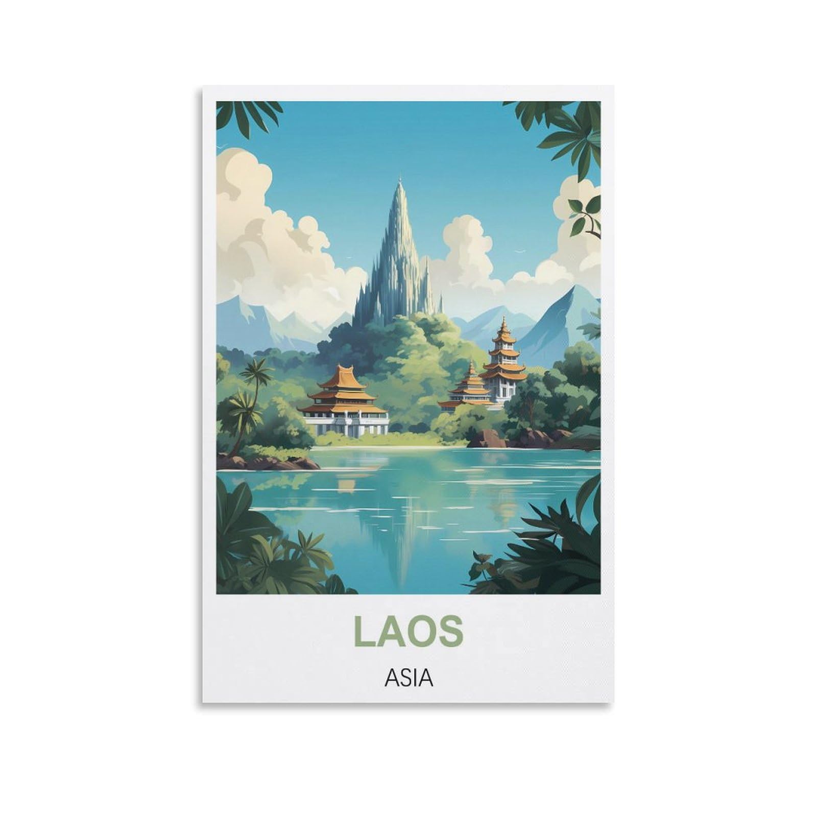 Vintage Metal Tin Sign for Cafe Laos Asias Vintage Signs Home Kitchen Rustic Travel Metal Signs Wall Art Decor 30x40cm
