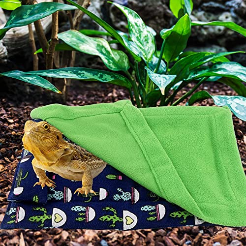 Image of Bearded Dragon Bed with Pillow Lizard Sleeping Bag Blanket Soft Warm Hideout Terrariums Accessories for Reptile Lizard Bearded Dragon (Blue)