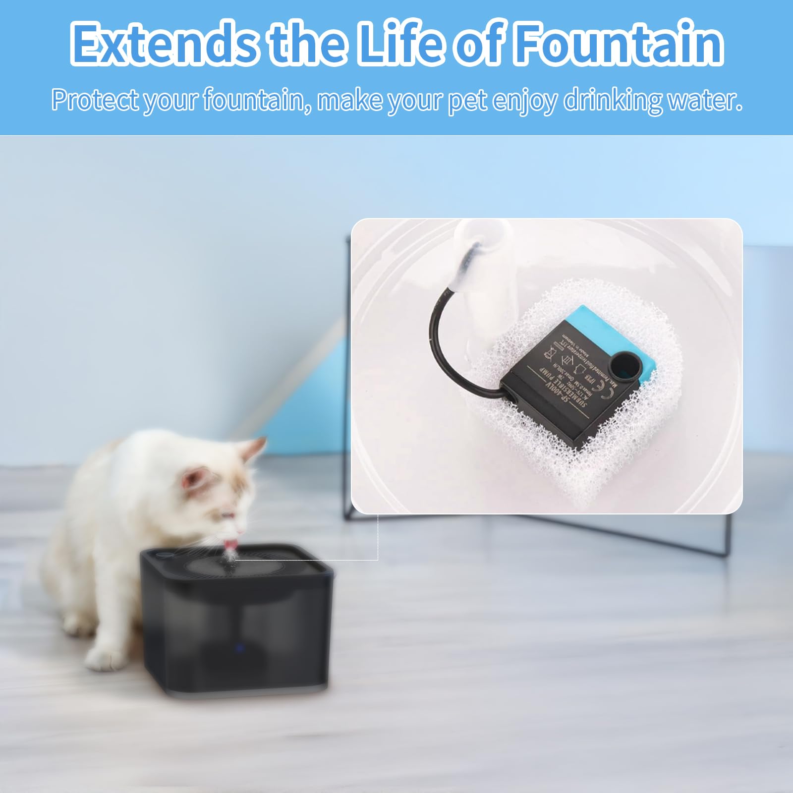 24 filtros de espuma de repuesto para fuente de agua para gatos PetSafe Drinkwell de cerámica y acero inoxidable para mascotas, filtros de espuma para fuente de agua para gatos
