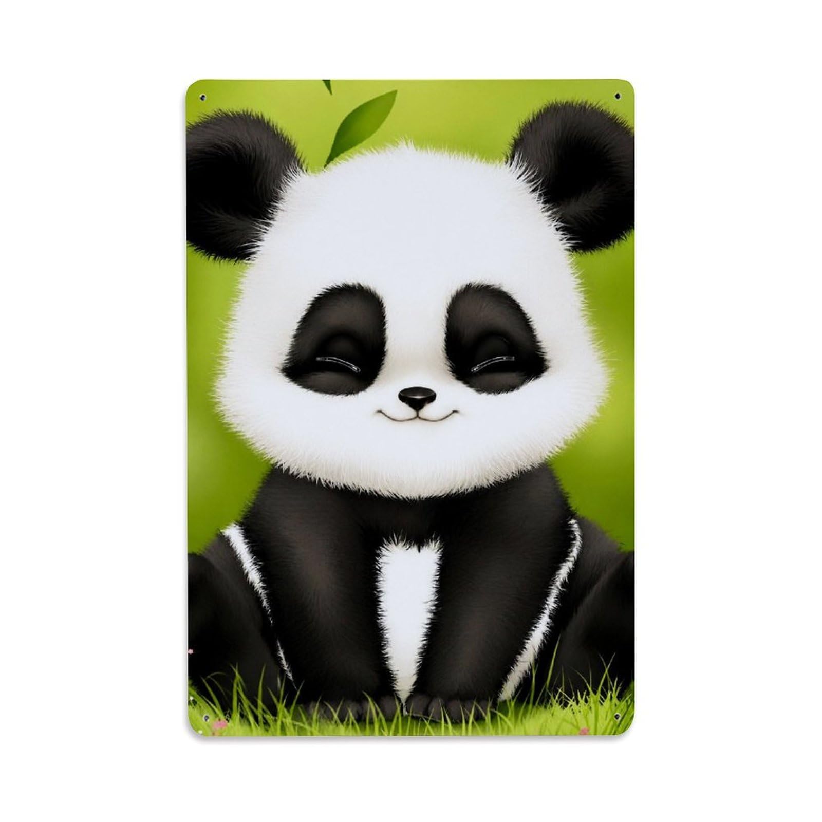 Wildlife Vintage Zen Cute Panda Cubs Cartoon Animal Retro Metal Tin Sign Plaque Wall Decor for Cafe, Man Cave, Club Bar, Office, Home Garden Round Metal Poster 8x12Inch