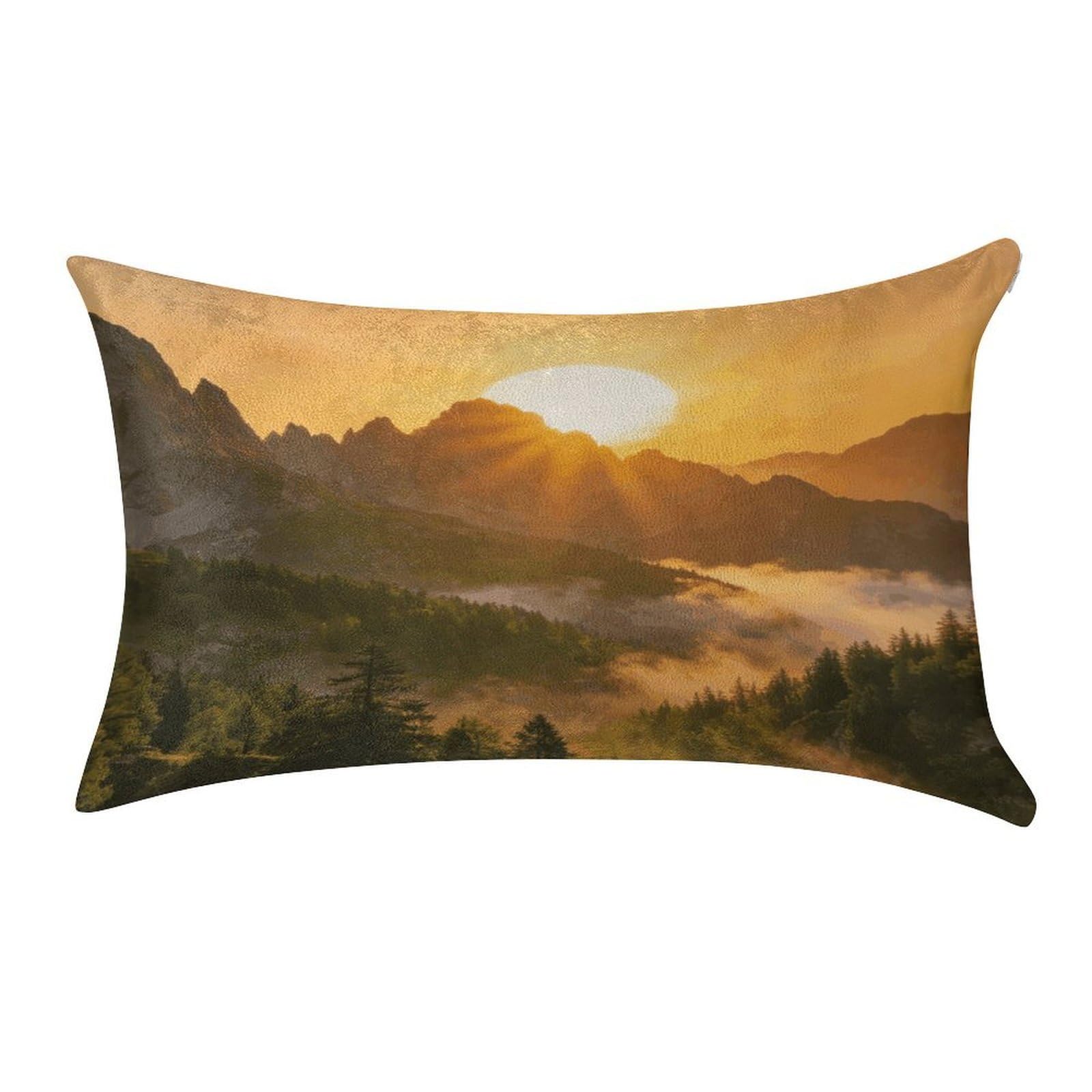 Fodpand Style Sun And Mountain Pillowcase,Elegant Designed Home Decor,Velvet Pillowcase,Soft And Cozy,Pillow Case Cover With Hidden Zipper For Bedroom, Sofa, Couch