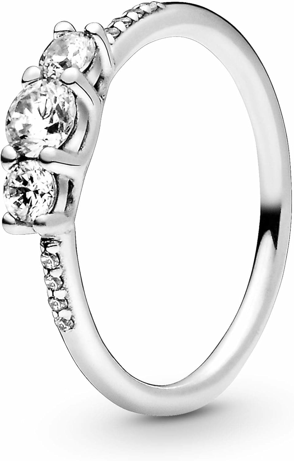 PANDORA Clear Three-Stone Ring - Silver Ring for Women - Layering or Stackable Ring - Gift for Her - Silver with Cubic Zirconia - With Gift Box
