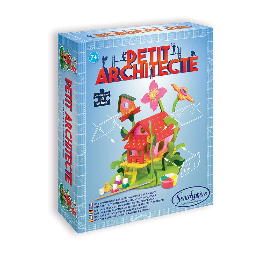Sentosphère Architekt Blumenhaus Bastelset Für Kinder – Steckhaus Zum Zusammenbauen & Bemalen In Blau/Rot