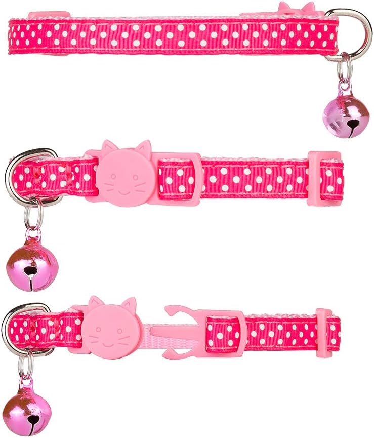 PUPTECK Breakaway Cat Collar - 6 pcs Spots Adjustable Collars with Bell Fit Kitty Puppy