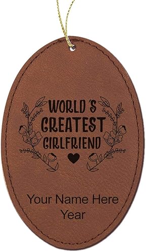 Miniatura 8 de LaserGram Personalized Christmas Ornament, World's Greatest Girlfriend, Faux Leather, Custom Laser Engraved Gift Idea (Oval Shape, Gray) Grey,Black