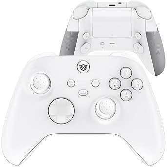 HEXGAMING ADVANCE Wireless Elite Controller for Xbox Series X & S, for Xbox One, and for Windows 7/8/10-4 Remappable Back Paddles - Hair Triggers - Interchangeable Thumbsticks - White Labeled