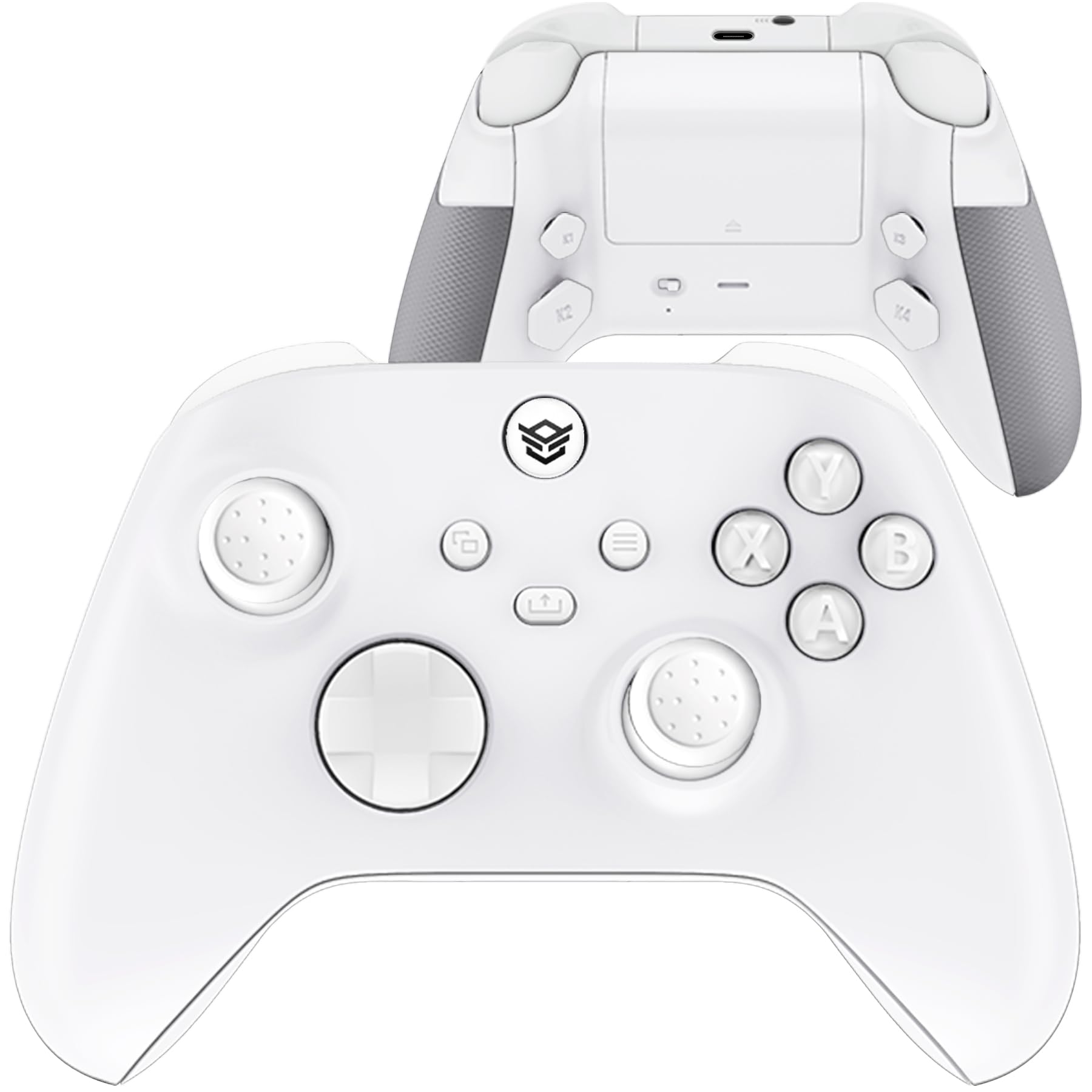 HEXGAMING ADVANCE Wireless Elite Controller per Xbox Series X & S, per Xbox One e per Windows 7/8/10-4 Remappable Back Paddles - Trigger Capelli - Manopole intercambiabili - Bianco etichettato