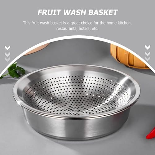Miniatura 4 de Luxshiny 1 juego de colador de frutas para lavar frutas colador de acero inoxidable con tazón de arroz para lavar alimentos cesta para el hogar y la