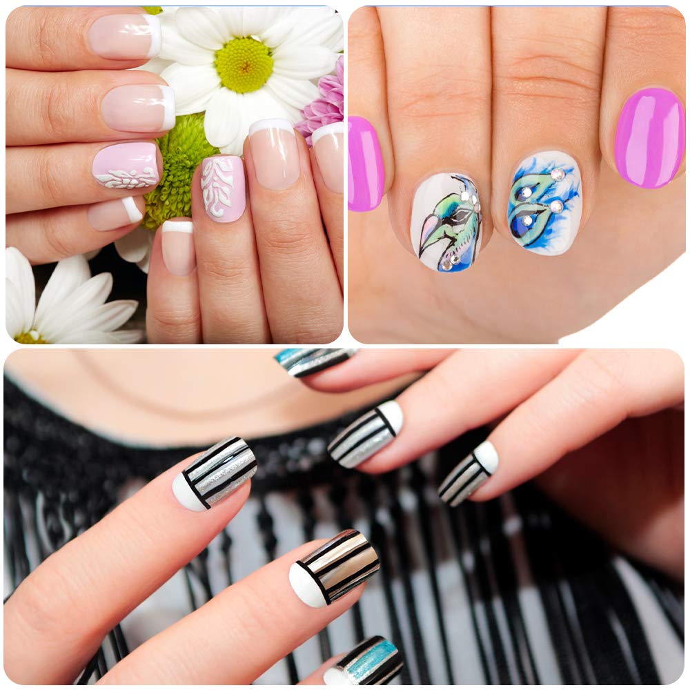 Dadabig 12 Pezzi Set di Pennelli per Nail Art Professionali Miniatura Pennelli Acquerello per Nail Arte Penna a gancio per unghie,3 dimensioni(S M L)