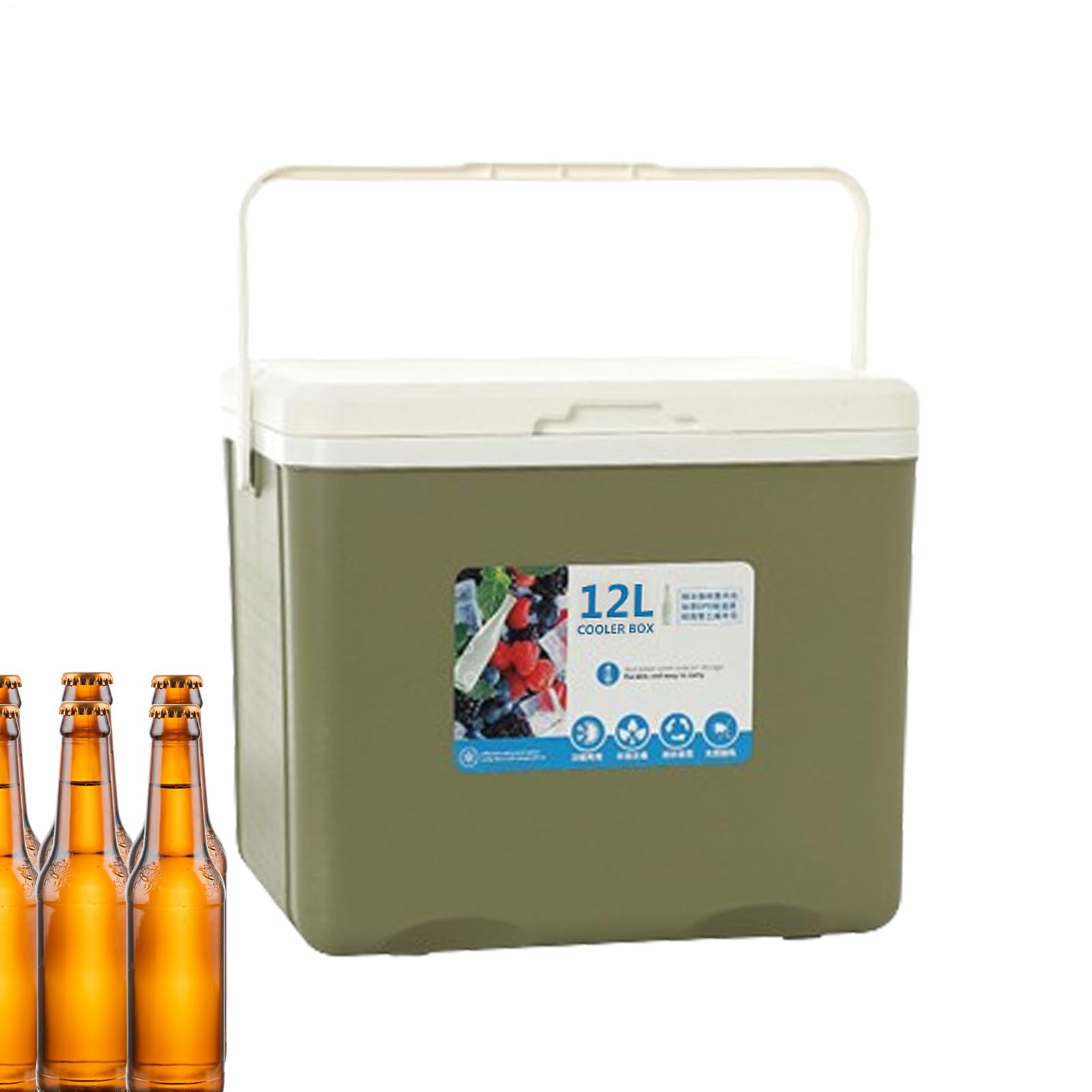 Isolierter tragbarer Kühler, kleine 12-Liter-Kühlbox für Speisen und Getränke, Hartschalen-Kühlbox, isolierter Außenkühler-Behälter, Camping-Kühlbox, auslaufsichere Gefrierbox für Grill