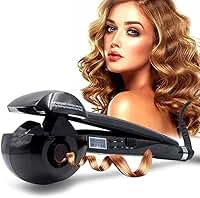 Modelador De Cachos, Cabelo Cacheado E Ondulado, Encrespador de cabelo automático LCD Anti-escaldamento Encrespadores Onda Ferramenta de modelagem de cabelo (Preta)