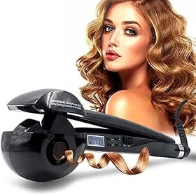 Modelador De Cachos, Cabelo Cacheado E Ondulado, Encrespador de cabelo automático LCD Anti-escaldamento Encrespadores Onda Ferramenta de modelagem de cabelo (Preta)