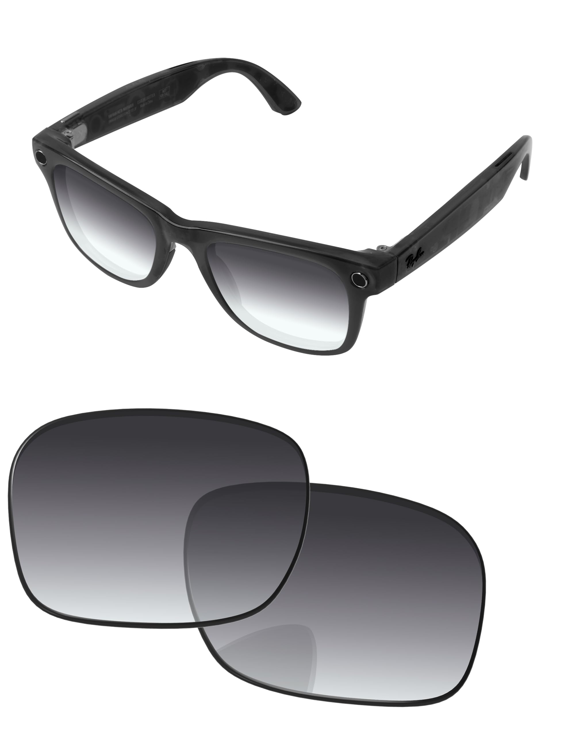 Replacement Lenses for Ray-Ban Meta Wayfarer RW4006 &amp; RW4012 50mm AI Glasses - Photochromic, Anti Blue Light Lens