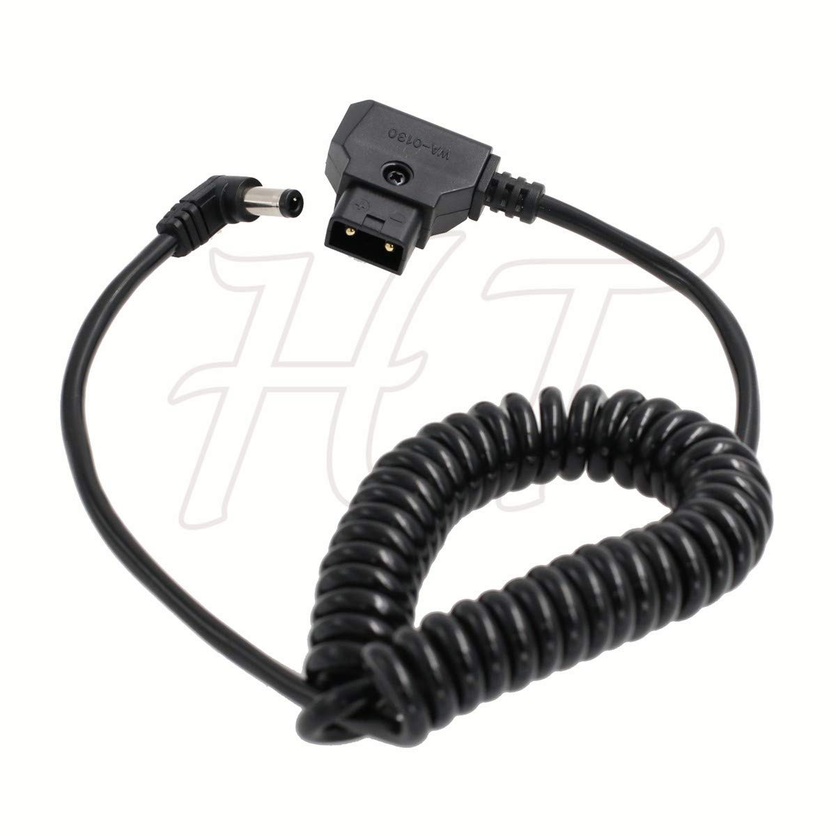 HangTon Connect BMCC D-tap DC Barrel 5.5 * 2.5mm Right Angle Coiled Power Cable for V-mount Anton Battery Blackmagic