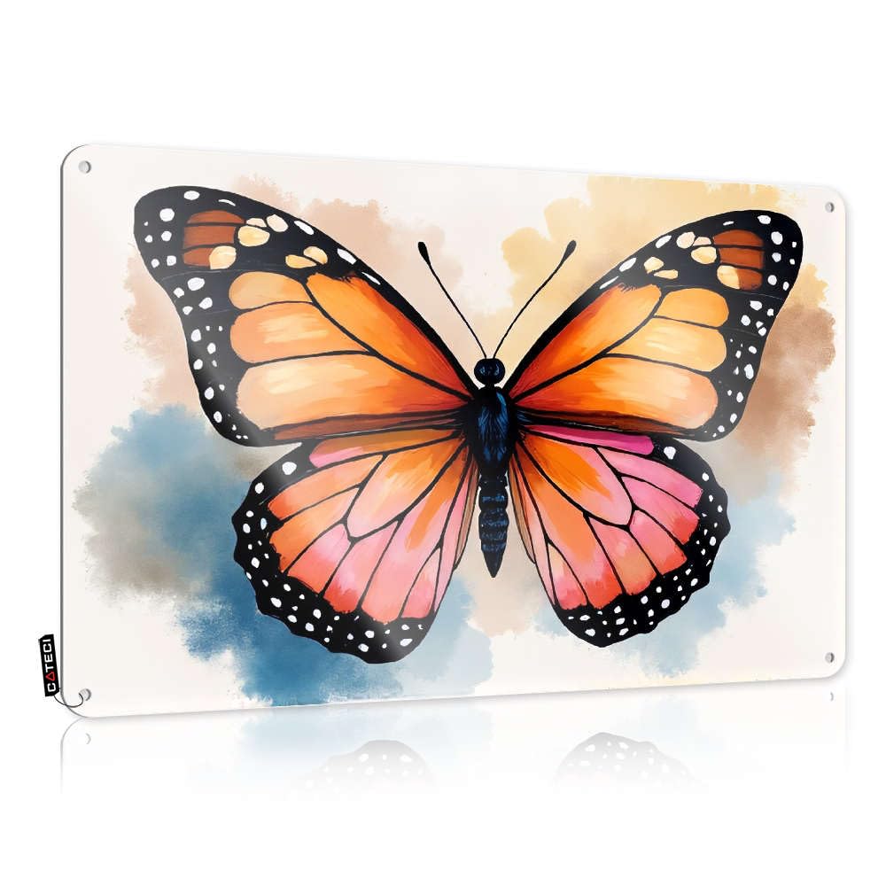 Fzfn Colour Cool Wall Decor Classy Music Decor Home Decor - A Colorful Butterfly With Orange, Pink, And Black Wings. Fun Rustic Style Artwork For Score(30X40cm)
