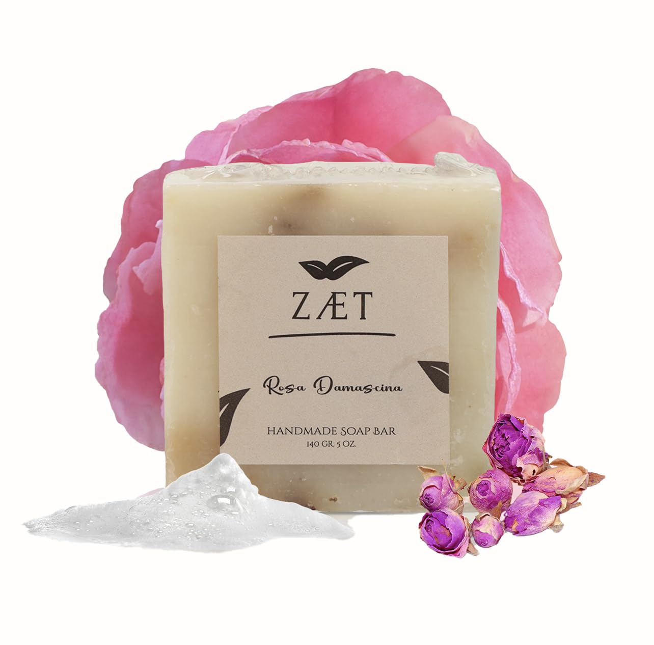 8-Pack Rose Damascene Bar Soap – Natural Rose Extract with Olive Oil and Coconut Oil - Handmade Soap Bar for Face and Body - Gently Cleanses and Hydrates All Skin Types- For Men and Women