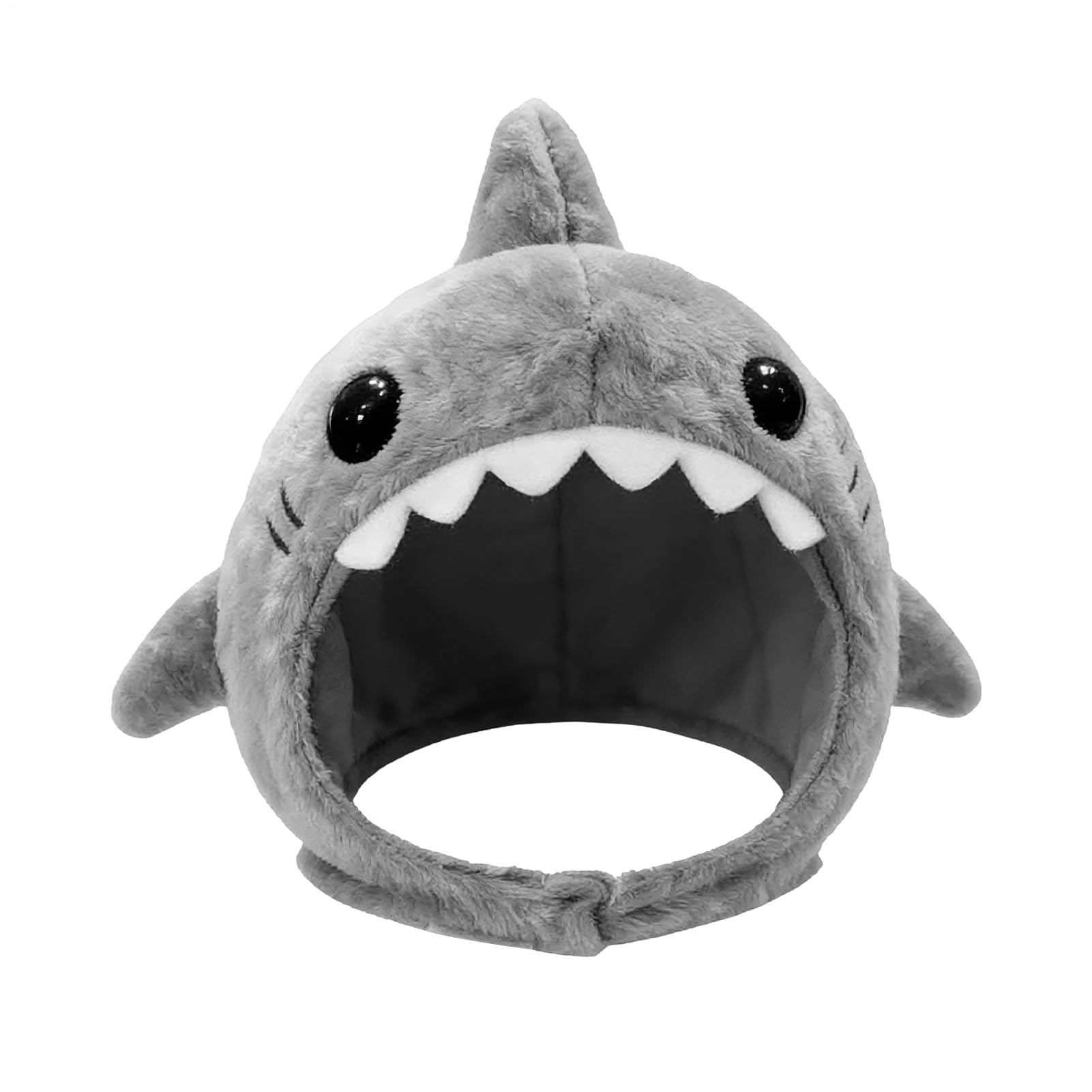 Gorro de tiburón para gatos disfraz ajustable felpa suave mascotas