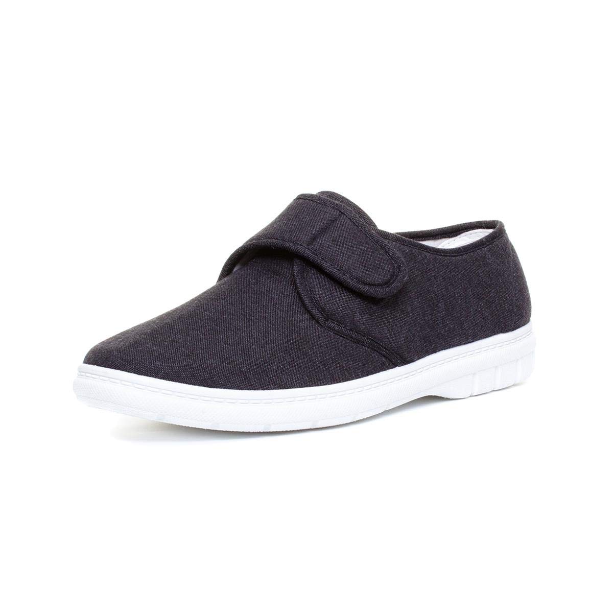Mens Dark Grey Touch Fasten Canvas
