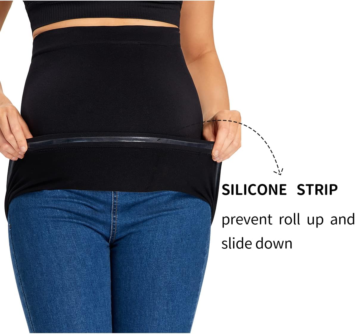 Combination of Maternity Shirts Extenders and Pants Waist Extenders, Seamless Maternity Belly Band - Image 5