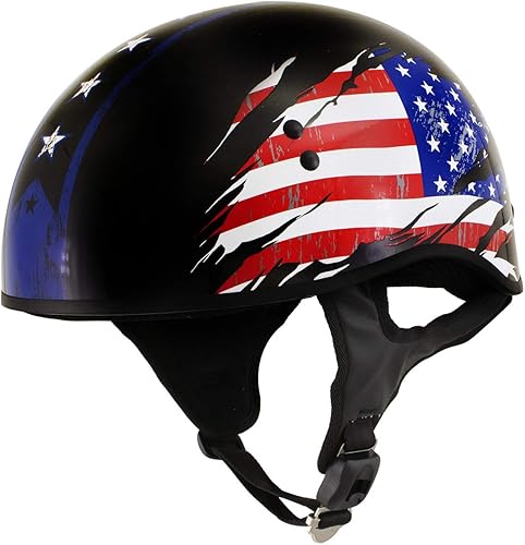 Hot Leathers HLD1051 - Casco para motocicleta con diseño de bandera de Estados Unidos (estrella y rayas), color negro brillante, para hombres y