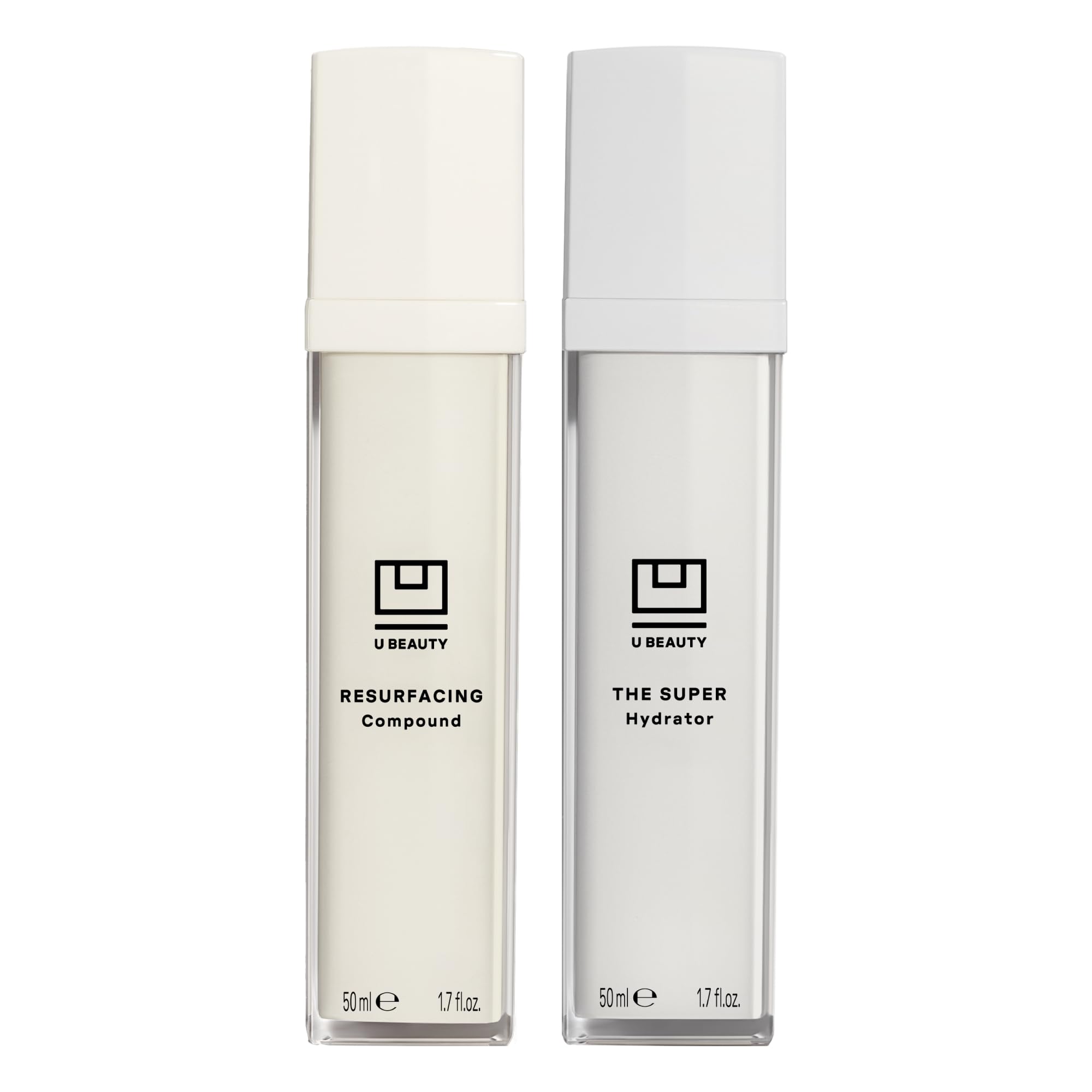 The U Beauty Duo - Resurfacing Compound & SUPER Hydrator Set - Vitamin C & E, Retinol, Hyaluronic Acid - Moisturizing Face Serum Duo for Smooth,
