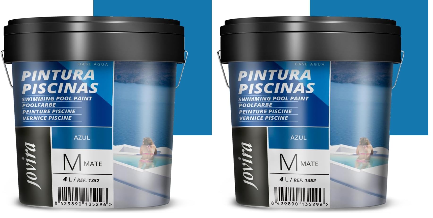 Peinture piscine à l'eau bleu azur pour rafraîchir le jardin familial 2x4L