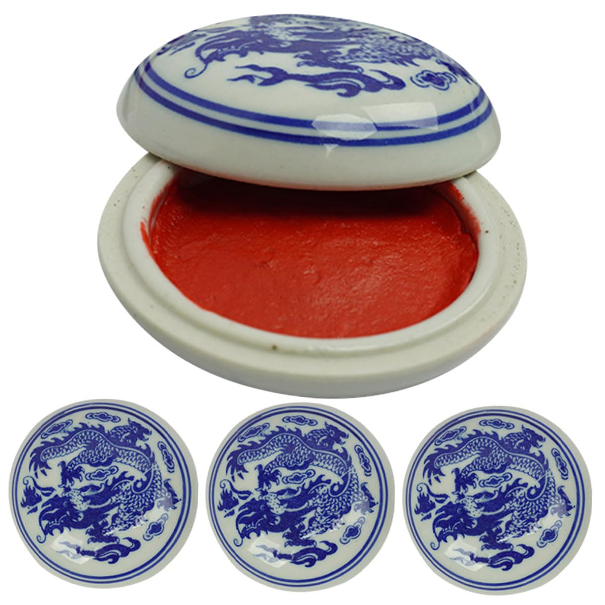 Tampon encreur céramique rouge pour boîte à encre, lot de 4