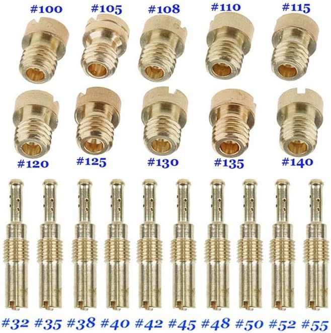 50Pcs Carburetor Main Jet Kit & 50Pcs Slow/Pilot Jet for PWK Kei-hin OKO CVK PWM NSR KSR PWM Motorcycle Carburetor - (Color: Brass Color)