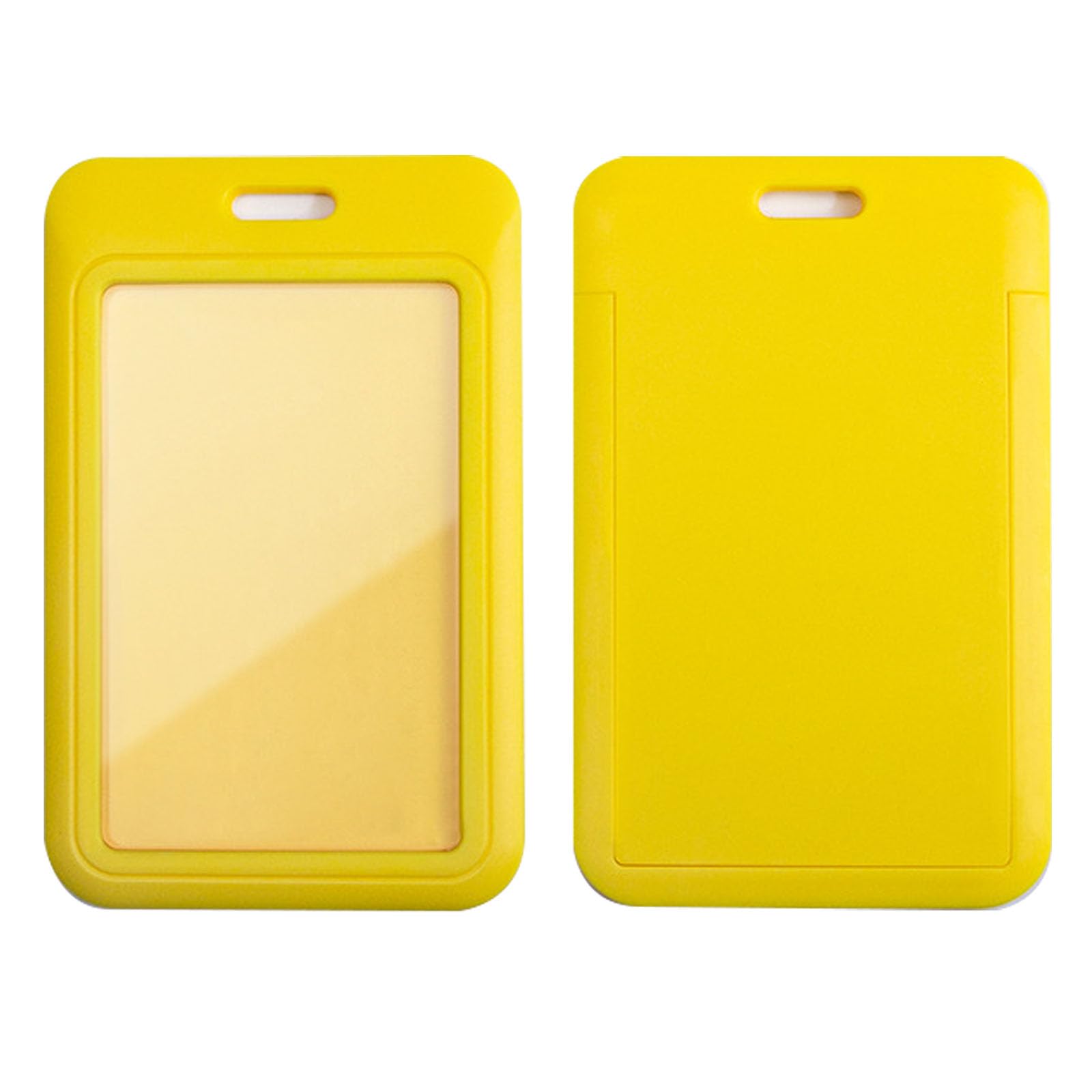 Larpur 2 Pack ID Badge Holders Hard Plastic Vertical Sliding Card Cases with Clear ID Window for School, Office, Factory, Work, Yellow