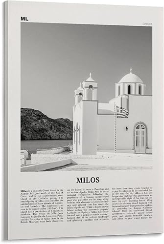 Milos Print Black And White, Milos Wall Art, Milos Poster, Milos Photo, Milos Wall Canvas Posters Wall Art Bedroom Office Room Decor Gift