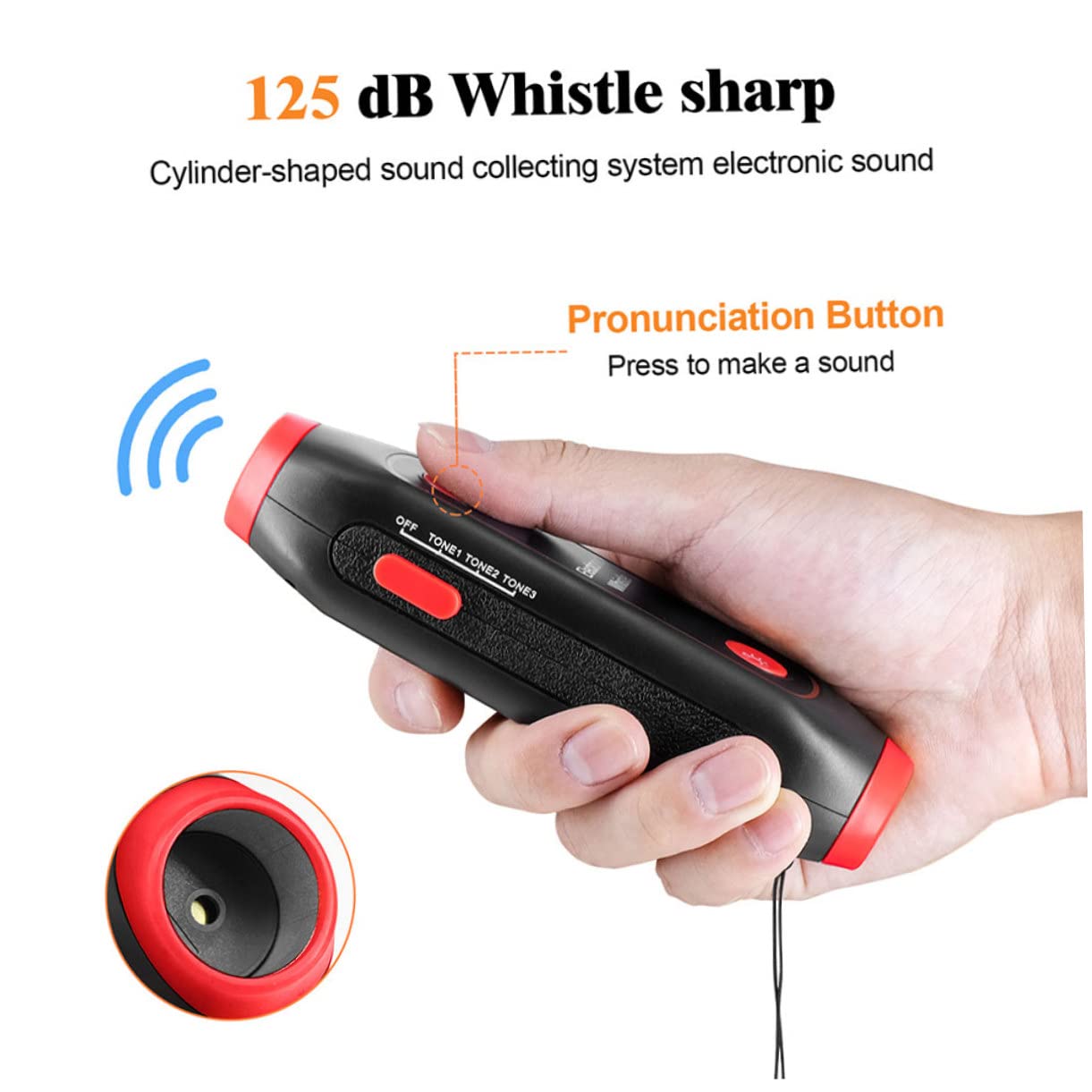 TOYANDONA Silbato Electrónico Portátil con Luz LED Sos y Linterna Silbato de Mano Multiusos para Árbitros Entrenadores Profesores y Actividades al Aire con Cordón Naranja sin Batería