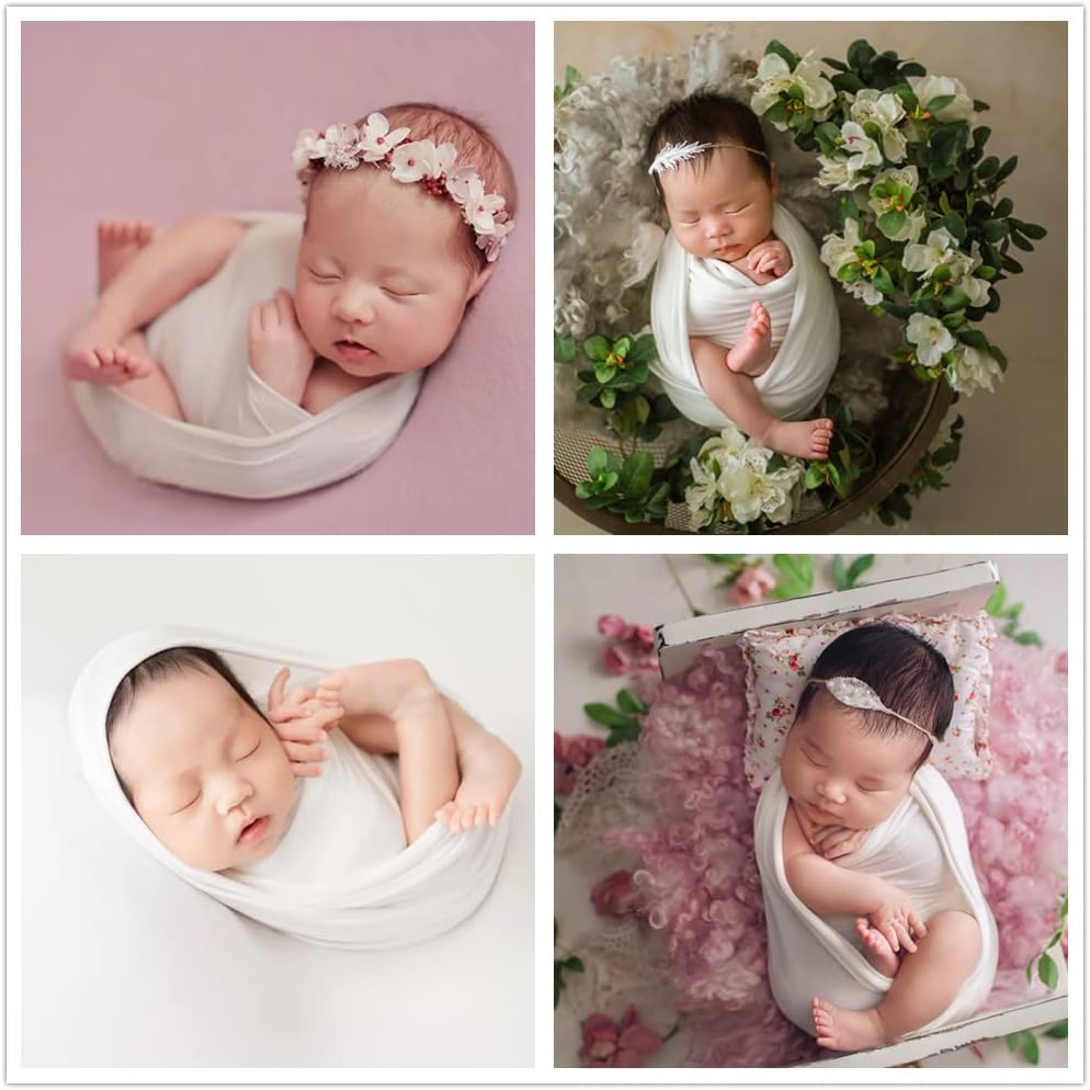 Zeroest Newborn Photography Stretch Wrap Boy Girl Baby Wraps Photography Props - Baby Photo Prop Stretch Blanket (White)
