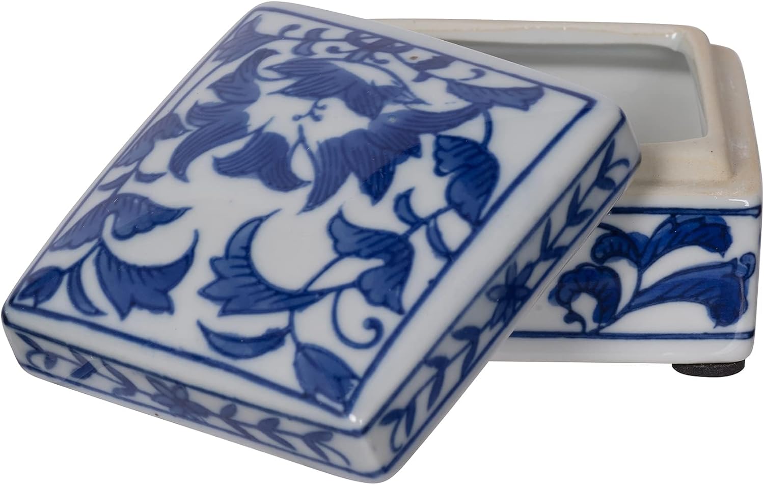 A&B Home Decorative Porcelain Box with Lid Blue and White Set of 3 Glazed Ceramic Hand Painted Jars Centerpiece Asian Decoration