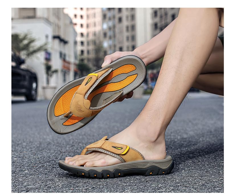 ‌Classic Roman-Style Leather Flip-Flops – Durable Cowhide Sandals for Men, Perfect for Beach & Outdoor Wear2