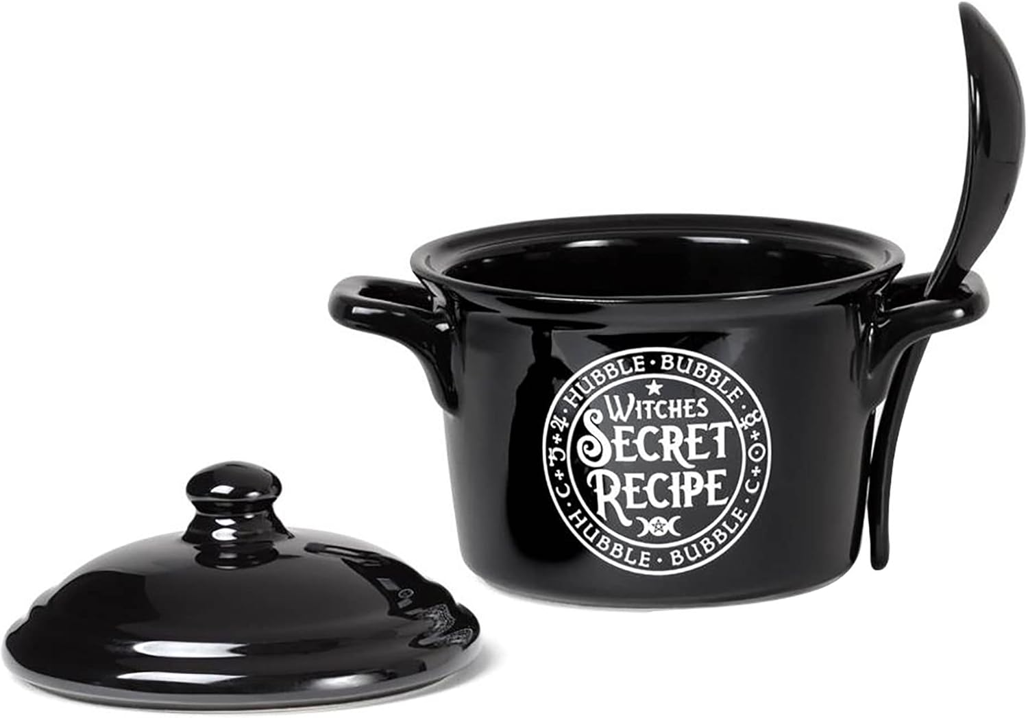 Alchemy Bowl, Lid, & Spoon Set Bowl Black 15x12cm (Witches Secret Recipe Bowl Set)